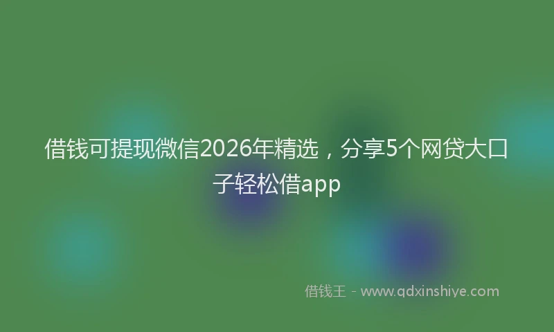 借钱可提现微信2026年精选，分享5个网贷大口子轻松借app