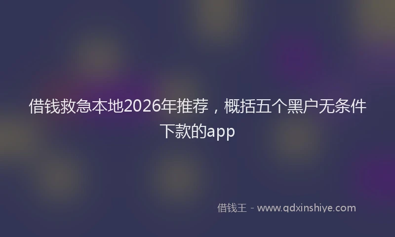 借钱救急本地2026年推荐，概括五个黑户无条件下款的app