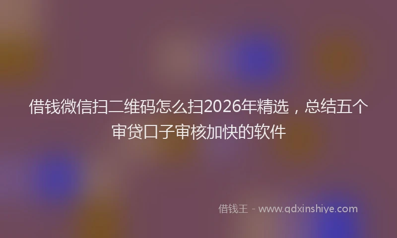 借钱微信扫二维码怎么扫2026年精选，总结五个审贷口子审核加快的软件