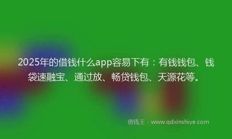 2025年的借钱什么app容易下有：有钱钱包、钱袋速融宝、通过放、畅贷钱包、天源花等。