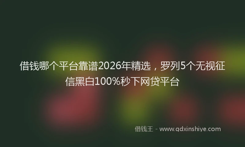 借钱哪个平台靠谱2026年精选，罗列5个无视征信黑白100%秒下网贷平台