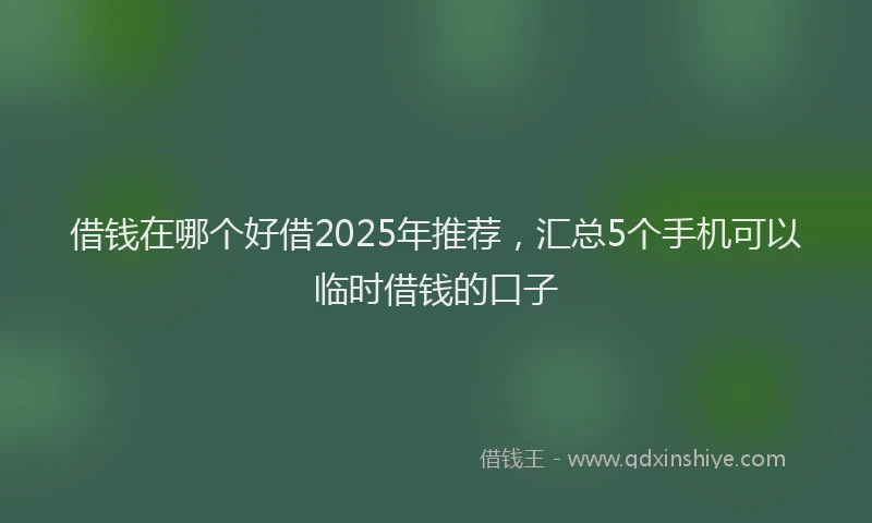 借钱在哪个好借2025年推荐，汇总5个手机可以临时借钱的口子