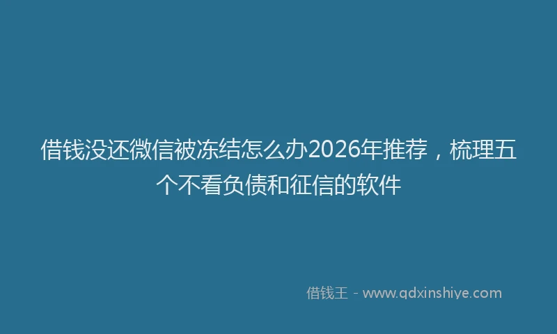 借钱没还微信被冻结怎么办2026年推荐，梳理五个不看负债和征信的软件