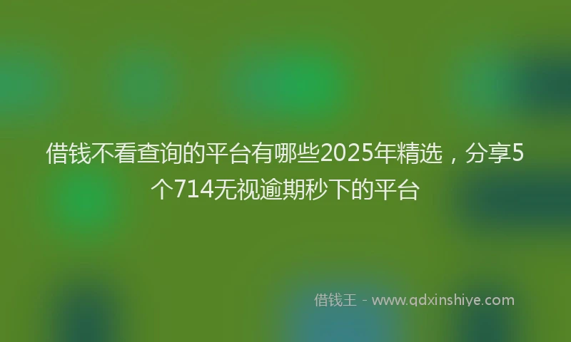 借钱不看查询的平台有哪些2025年精选，分享5个714无视逾期秒下的平台