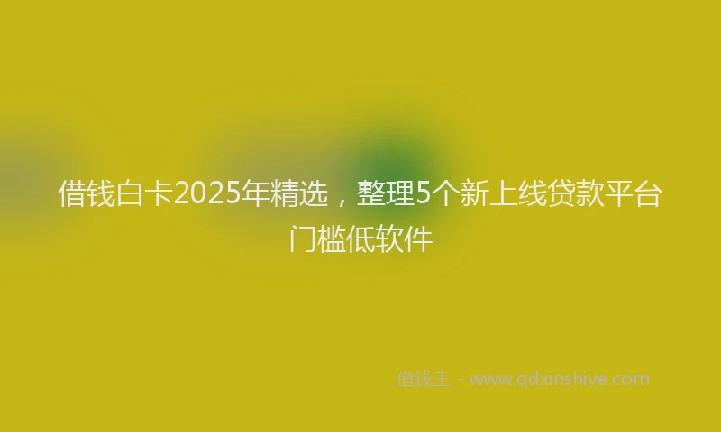 借钱白卡2025年精选，整理5个新上线贷款平台门槛低软件
