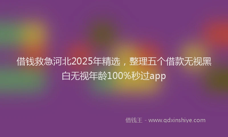 借钱救急河北2025年精选，整理五个借款无视黑白无视年龄100%秒过app