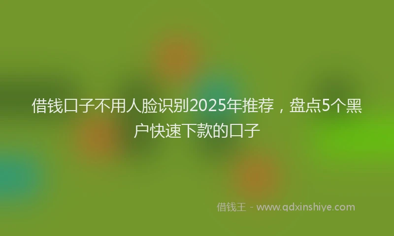 借钱口子不用人脸识别2025年推荐，盘点5个黑户快速下款的口子