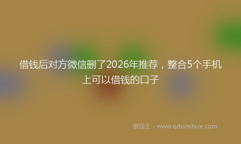 借钱后对方微信删了2026年推荐，整合5个手机上可以借钱的口子