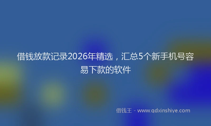 借钱放款记录2026年精选,汇总5个新手机号容易下款的软件
