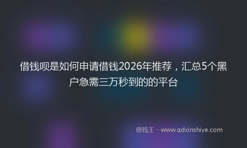 借钱呗是如何申请借钱2026年推荐，汇总5个黑户急需三万秒到的的平台