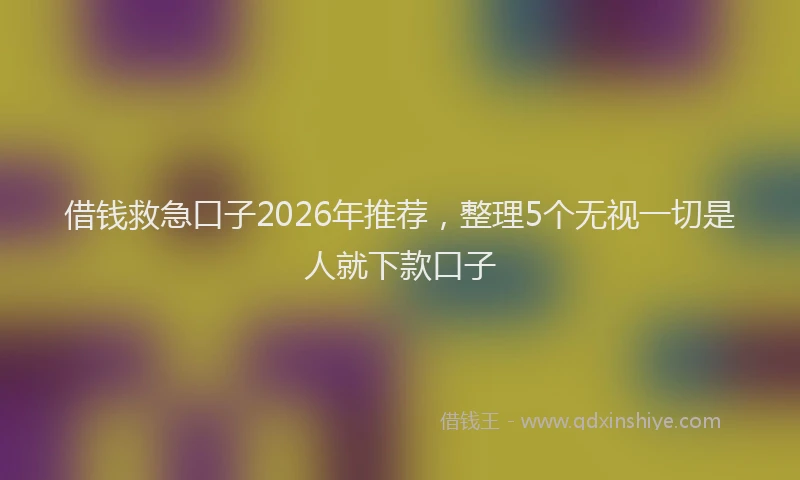 借钱救急口子2026年推荐,整理5个无视一切是人就下款口子