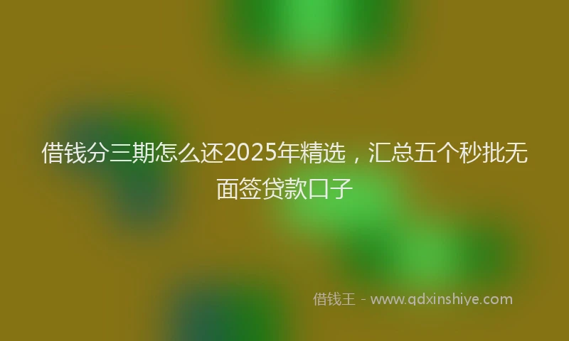 借钱分三期怎么还2025年精选，汇总五个秒批无面签贷款口子