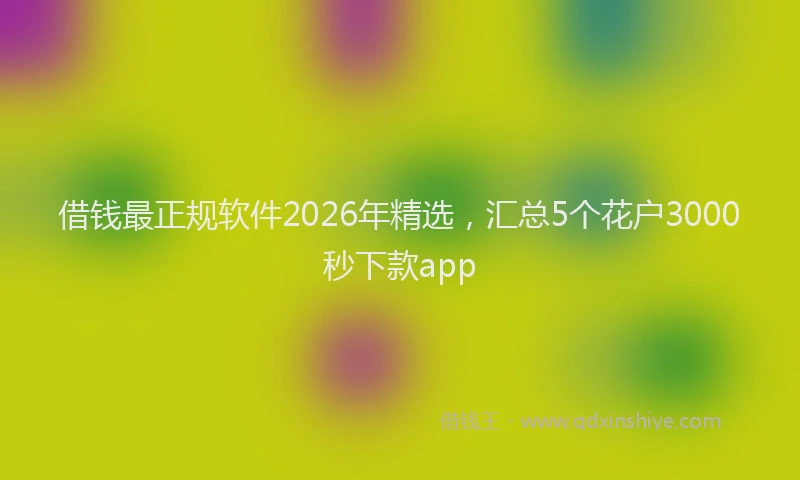借钱最正规软件2026年精选，汇总5个花户3000秒下款app