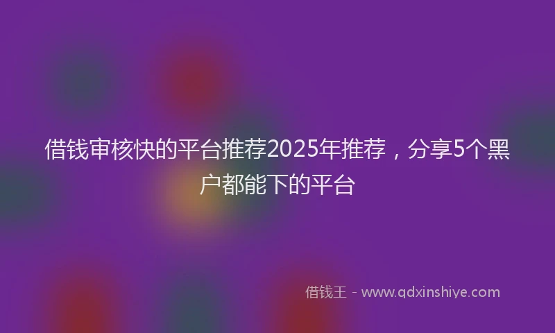 借钱审核快的平台推荐2025年推荐，分享5个黑户都能下的平台