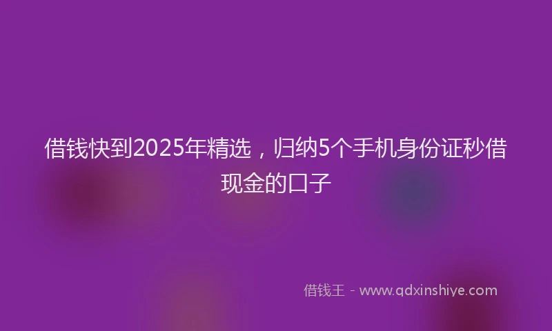 借钱快到2025年精选,归纳5个手机身份证秒借现金的口子