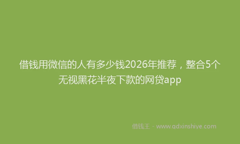 借钱用微信的人有多少钱2026年推荐，整合5个无视黑花半夜下款的网贷app