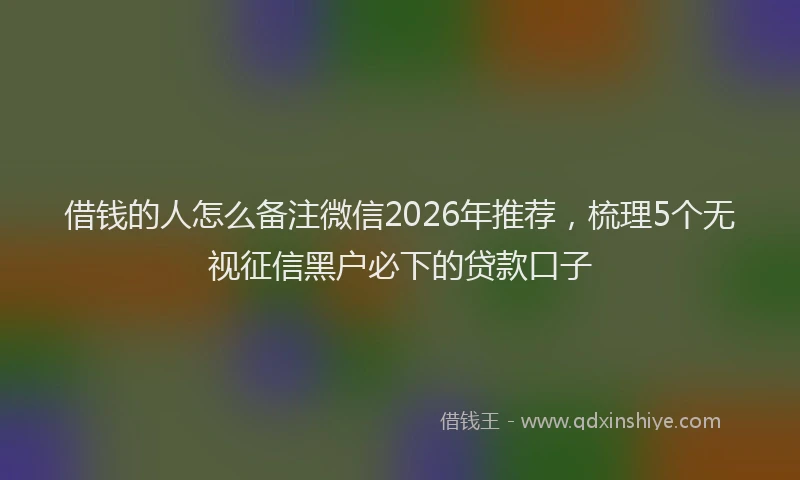 借钱的人怎么备注微信2026年推荐，梳理5个无视征信黑户必下的贷款口子