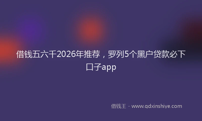 借钱五六千2026年推荐，罗列5个黑户贷款必下口子app