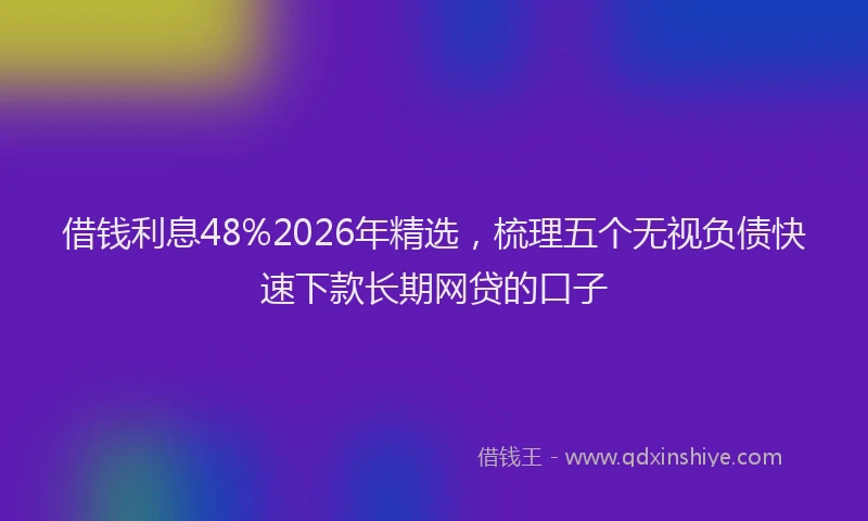 借钱利息48%2026年精选，梳理五个无视负债快速下款长期网贷的口子