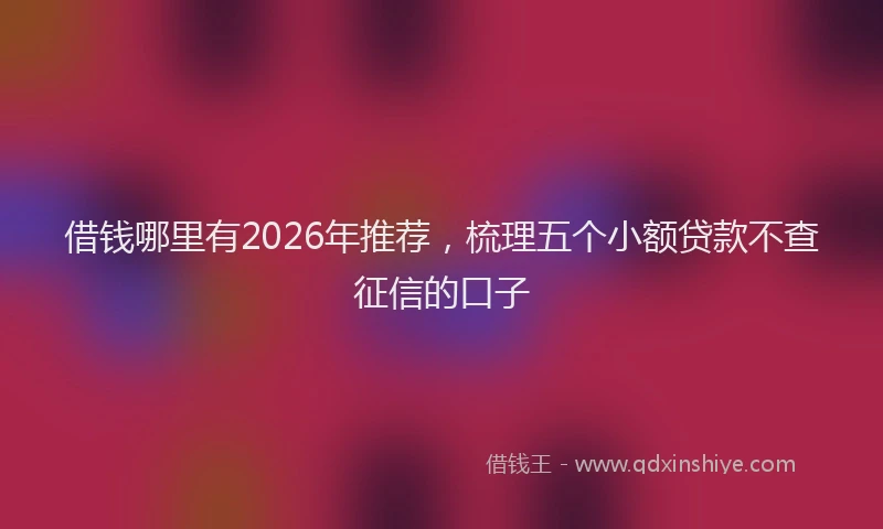 借钱哪里有2026年推荐,梳理五个小额贷款不查征信的口子