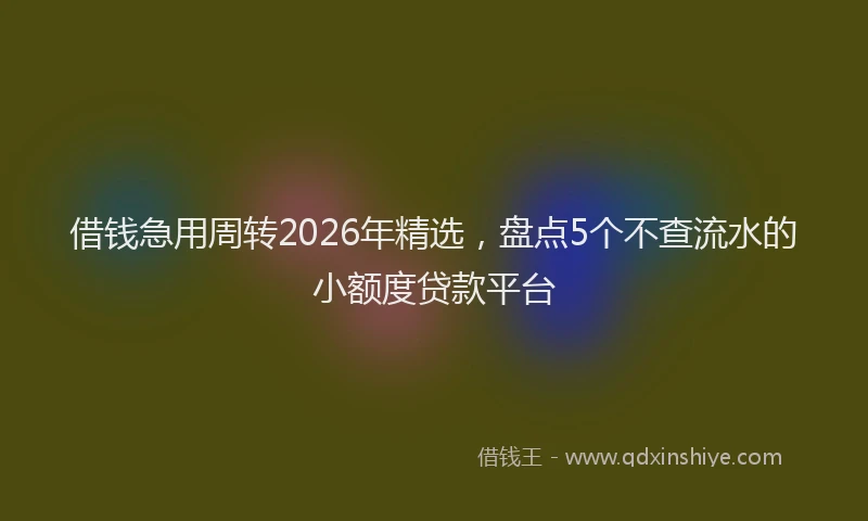 借钱急用周转2026年精选，盘点5个不查流水的小额度贷款平台