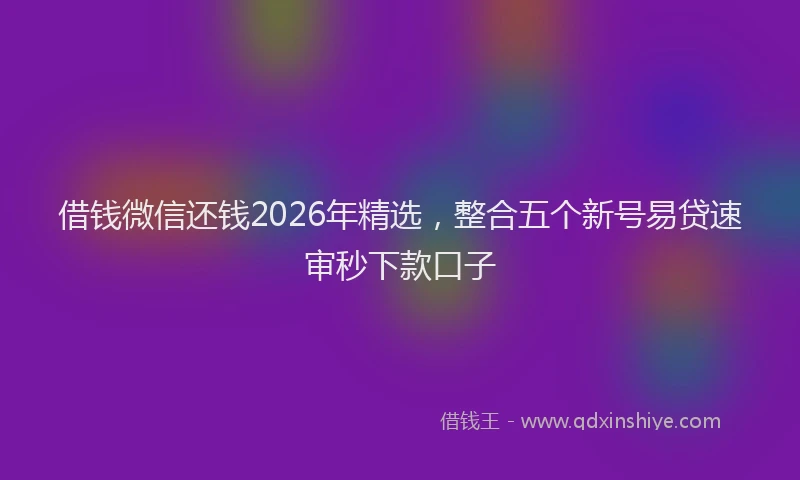 借钱微信还钱2026年精选,整合五个新号易贷速审秒下款口子