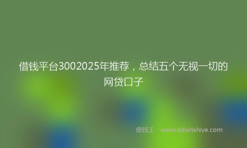 借钱平台3002025年推荐,总结五个无视一切的网贷口子