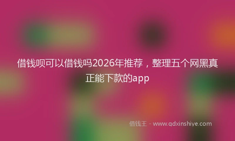 借钱呗可以借钱吗2026年推荐，整理五个网黑真正能下款的app