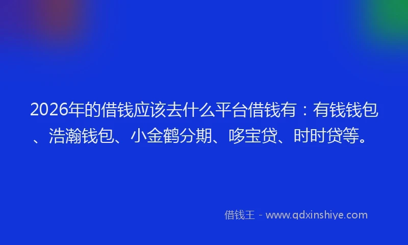 2026年的借钱应该去什么平台借钱有：有钱钱包、浩瀚钱包、小金鹤分期、哆宝贷、时时贷等。