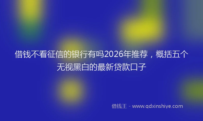 借钱不看征信的银行有吗2026年推荐，概括五个无视黑白的最新贷款口子