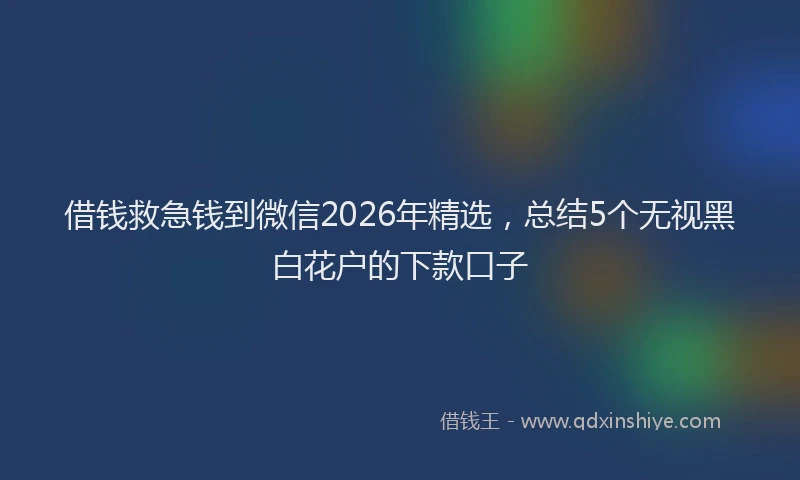借钱救急钱到微信2026年精选，总结5个无视黑白花户的下款口子