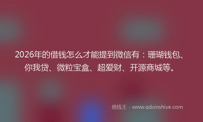 2026年的借钱怎么才能提到微信有：珊瑚钱包、你我贷、微粒宝盒、超爱财、开源商城等。