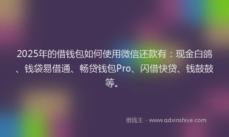 2025年的借钱包如何使用微信还款有：现金白鸽、钱袋易借通、畅贷钱包Pro、闪借快贷、钱鼓鼓等。