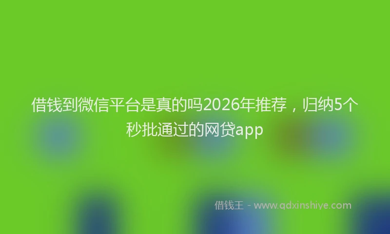 借钱到微信平台是真的吗2026年推荐，归纳5个秒批通过的网贷app