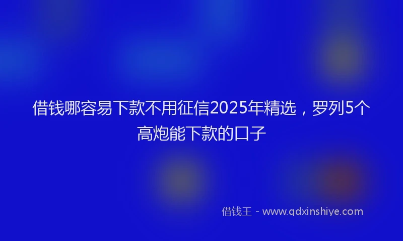 借钱哪容易下款不用征信2025年精选，罗列5个高炮能下款的口子