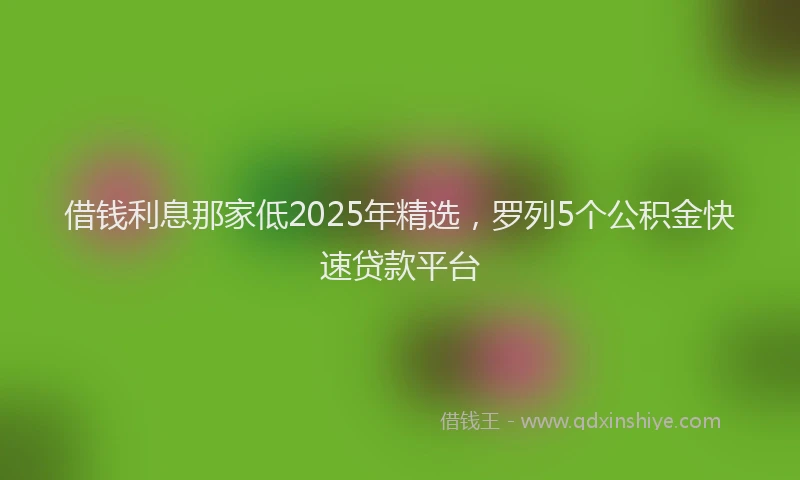 借钱利息那家低2025年精选，罗列5个公积金快速贷款平台