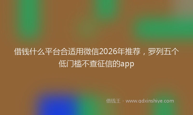 借钱什么平台合适用微信2026年推荐，罗列五个低门槛不查征信的app