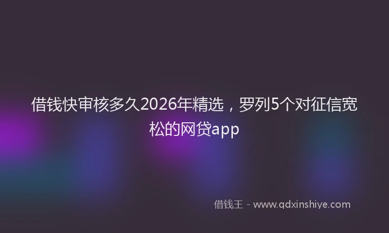 借钱快审核多久2026年精选，罗列5个对征信宽松的网贷app