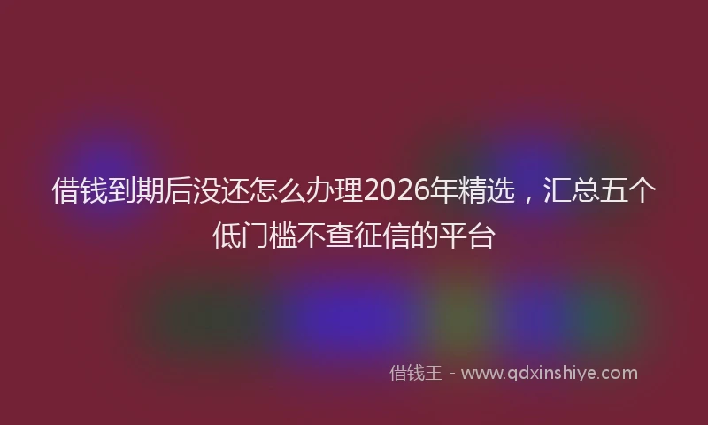 借钱到期后没还怎么办理2026年精选，汇总五个低门槛不查征信的平台