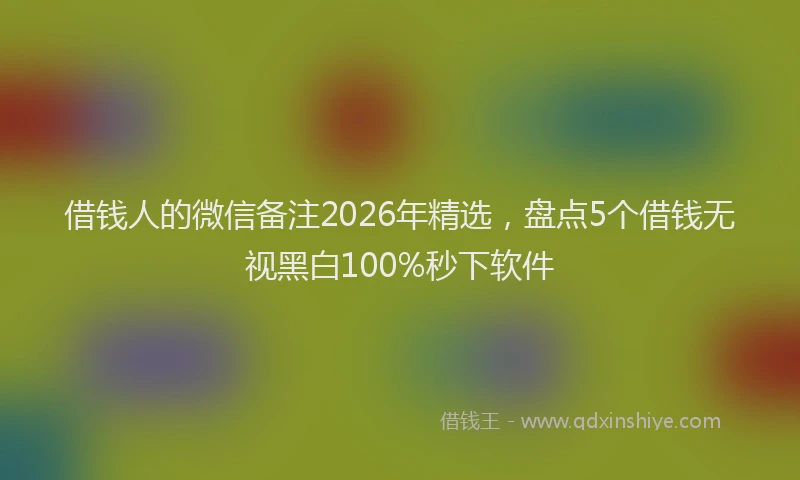 借钱人的微信备注2026年精选，盘点5个借钱无视黑白100%秒下软件