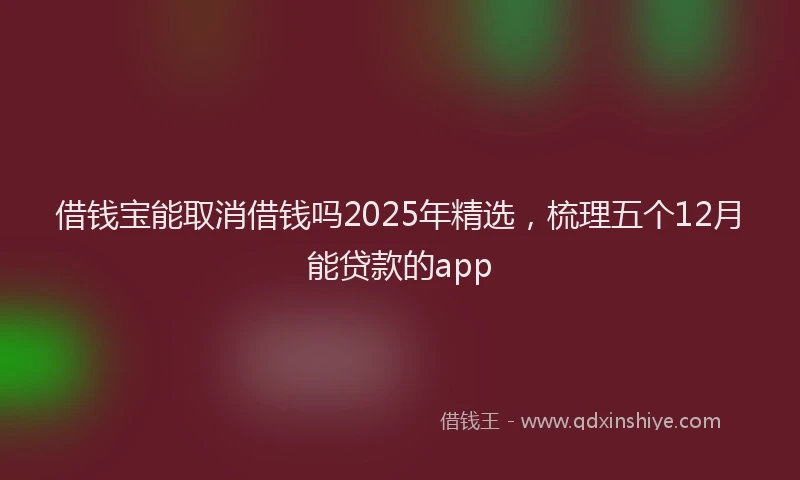 借钱宝能取消借钱吗2025年精选，梳理五个12月能贷款的app