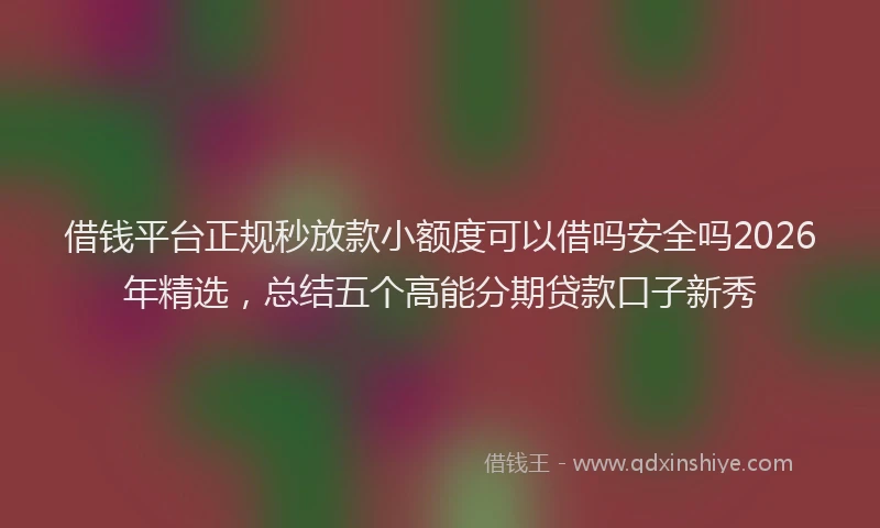 借钱平台正规秒放款小额度可以借吗安全吗2026年精选，总结五个高能分期贷款口子新秀