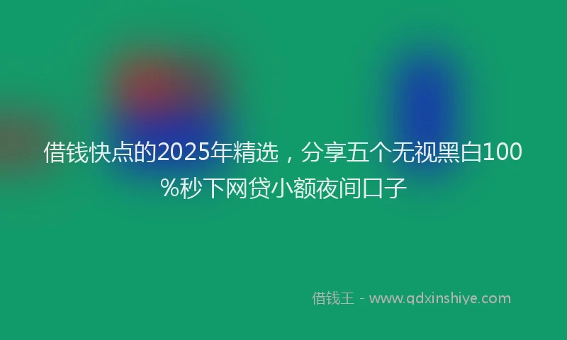 借钱快点的2025年精选,分享五个无视黑白100%秒下网贷小额夜间口子