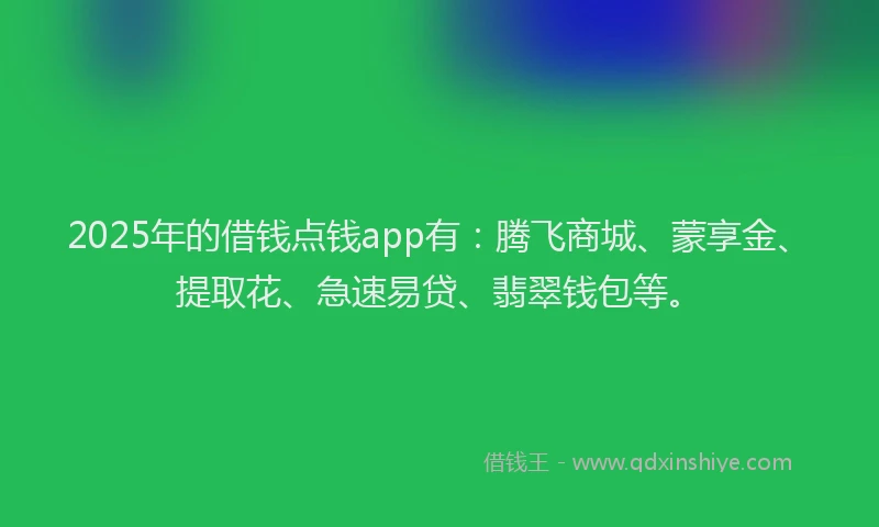 2025年的借钱点钱app有:腾飞商城、蒙享金、提取花、急速易贷、翡翠钱包等。