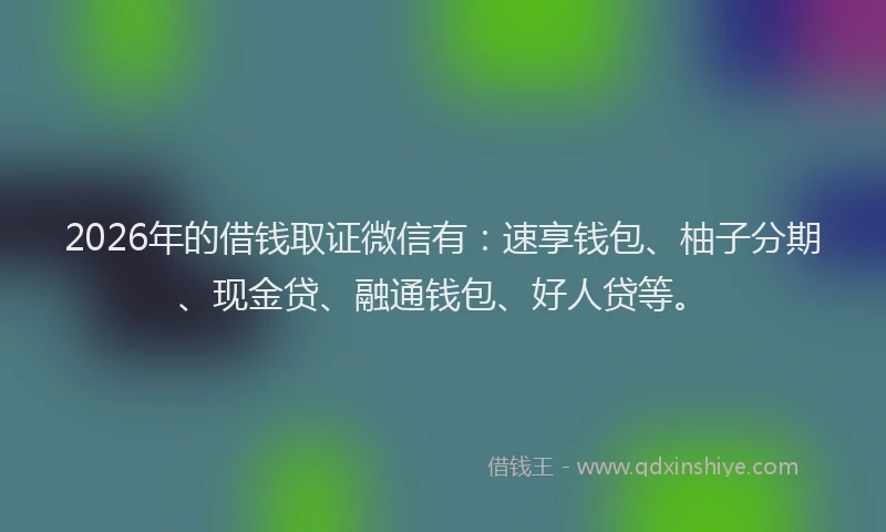 2026年的借钱取证微信有：速享钱包、柚子分期、现金贷、融通钱包、好人贷等。