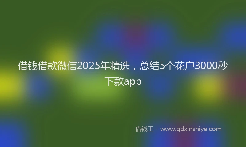 借钱借款微信2025年精选，总结5个花户3000秒下款app