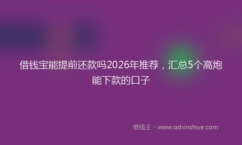 借钱宝能提前还款吗2026年推荐，汇总5个高炮能下款的口子