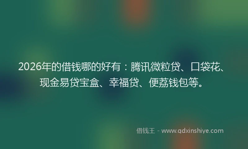 2026年的借钱哪的好有：腾讯微粒贷、口袋花、现金易贷宝盒、幸福贷、便荔钱包等。