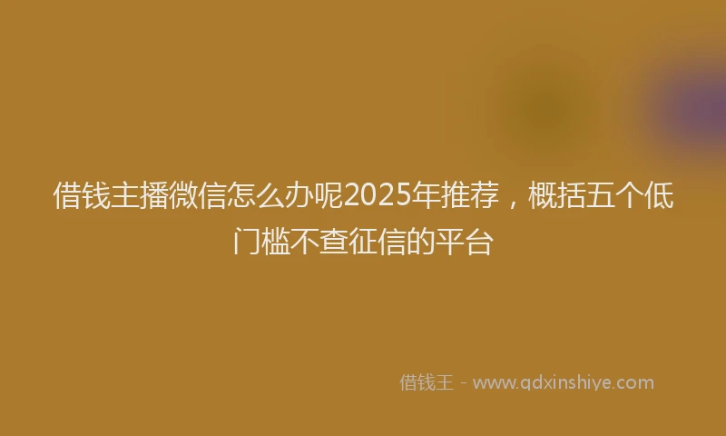 借钱主播微信怎么办呢2025年推荐，概括五个低门槛不查征信的平台