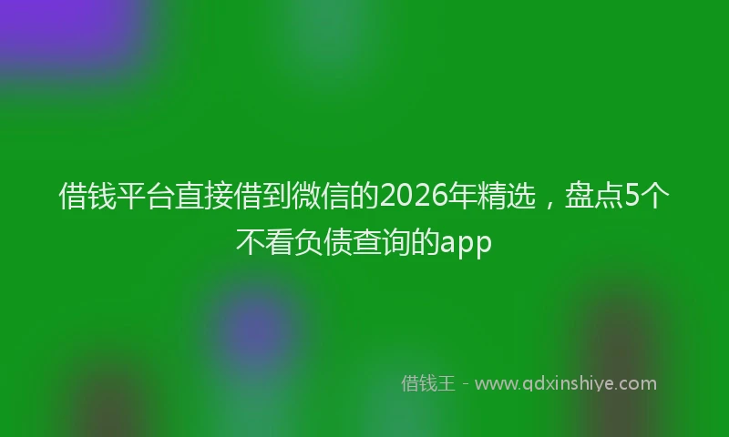 借钱平台直接借到微信的2026年精选，盘点5个不看负债查询的app